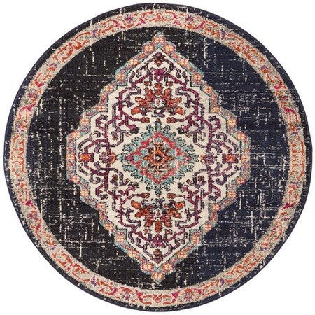 Safavieh Monaco Round Area RugBlack & Blue 5 x 5 ft. MNC254Z-5R